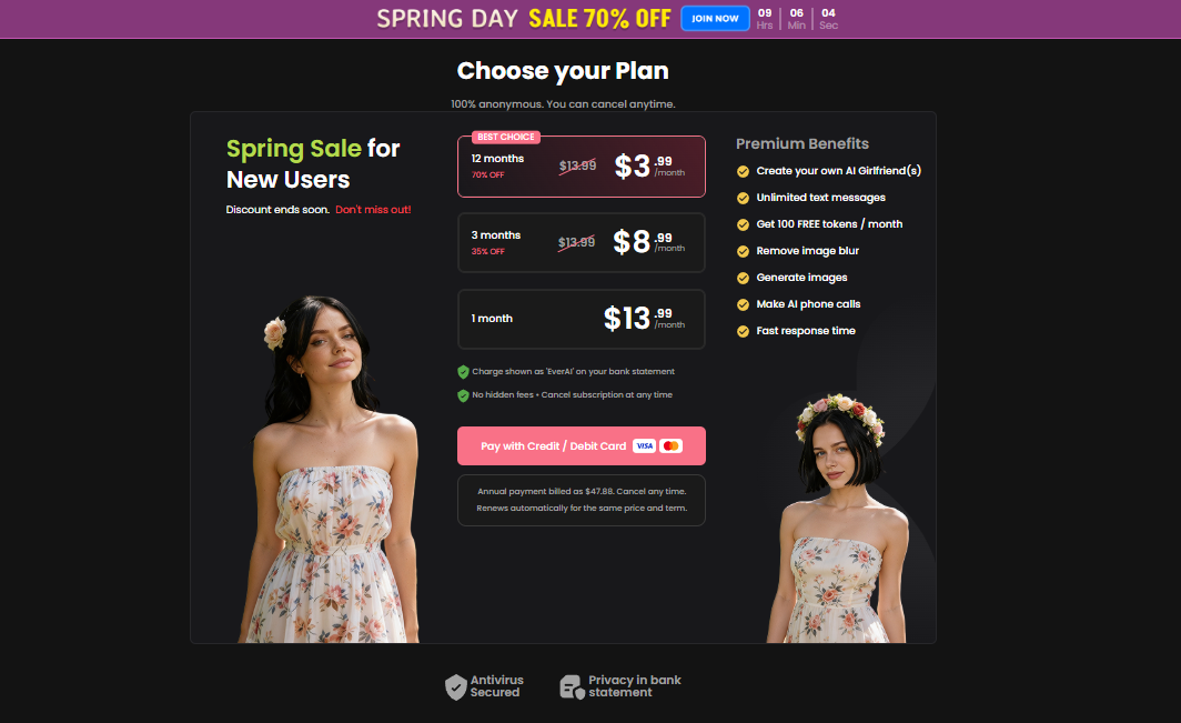 Comparison chart showing Candy AI pricing, Candy AI plans, and premium subscription features for creators